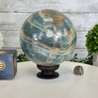 Blue Onyx Quartz Sphere on a Wood Stand, 9.9 lbs & 6.9" Tall #5635 - 0005 - Brazil GemsBrazil GemsBlue Onyx Quartz Sphere on a Wood Stand, 9.9 lbs & 6.9" Tall #5635 - 0005Spheres5635 - 0005
