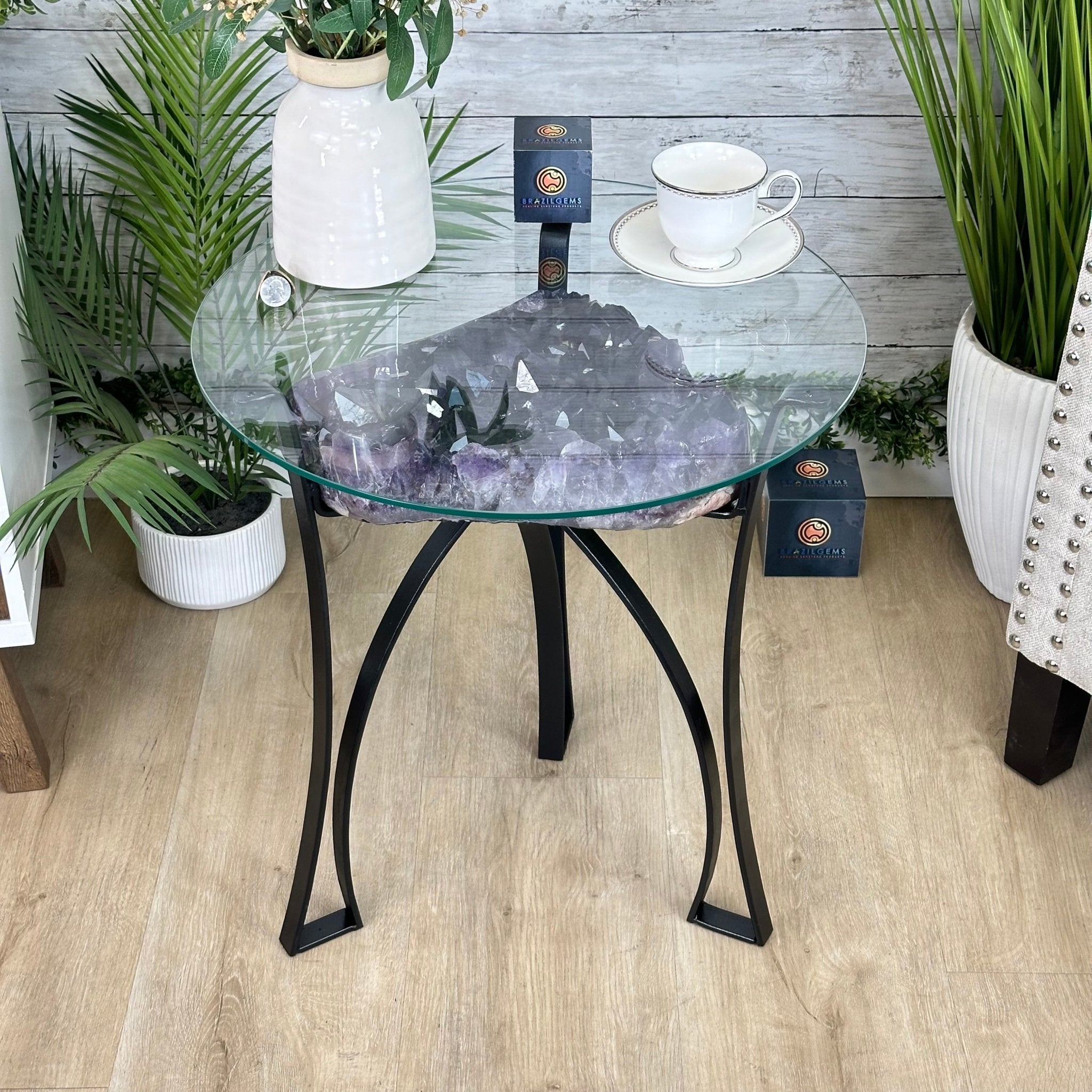 Brazilian Amethyst Geode Side Table, 35.5 lbs, 21.75" Tall #1384-0034 - Brazil GemsBrazil GemsBrazilian Amethyst Geode Side Table, 35.5 lbs, 21.75" Tall #1384-0034Tables: Side1384-0034