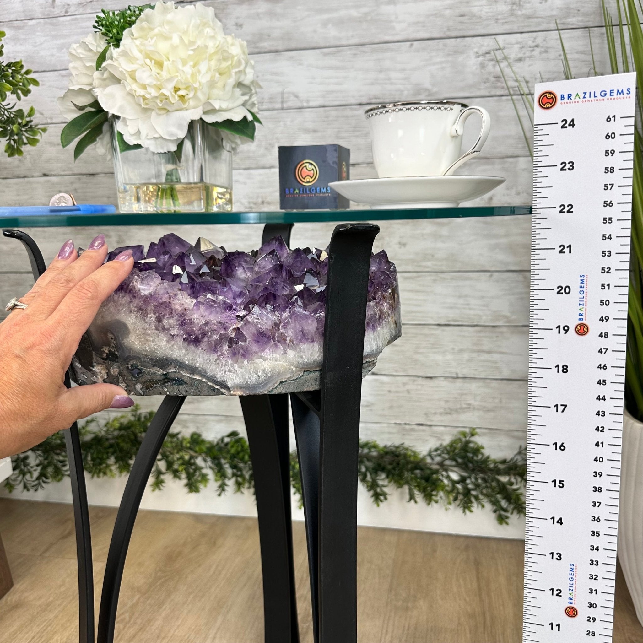 Brazilian Amethyst Geode Side Table, 38.4 lbs, 22" Tall #1384 - 0040 - Brazil GemsBrazil GemsBrazilian Amethyst Geode Side Table, 38.4 lbs, 22" Tall #1384 - 0040Tables: Side1384 - 0040