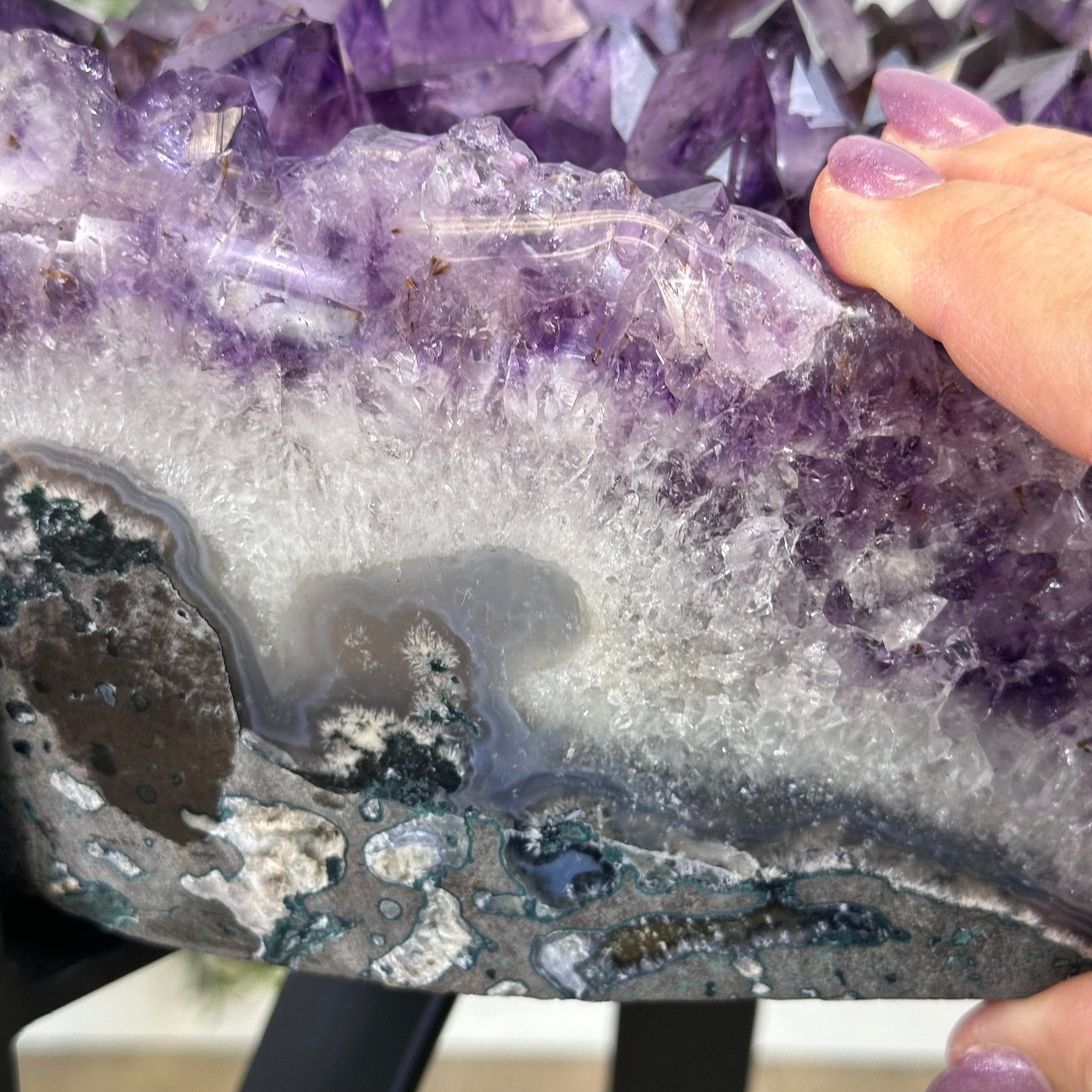 Brazilian Amethyst Geode Side Table, 38.4 lbs, 22" Tall #1384 - 0040 - Brazil GemsBrazil GemsBrazilian Amethyst Geode Side Table, 38.4 lbs, 22" Tall #1384 - 0040Tables: Side1384 - 0040