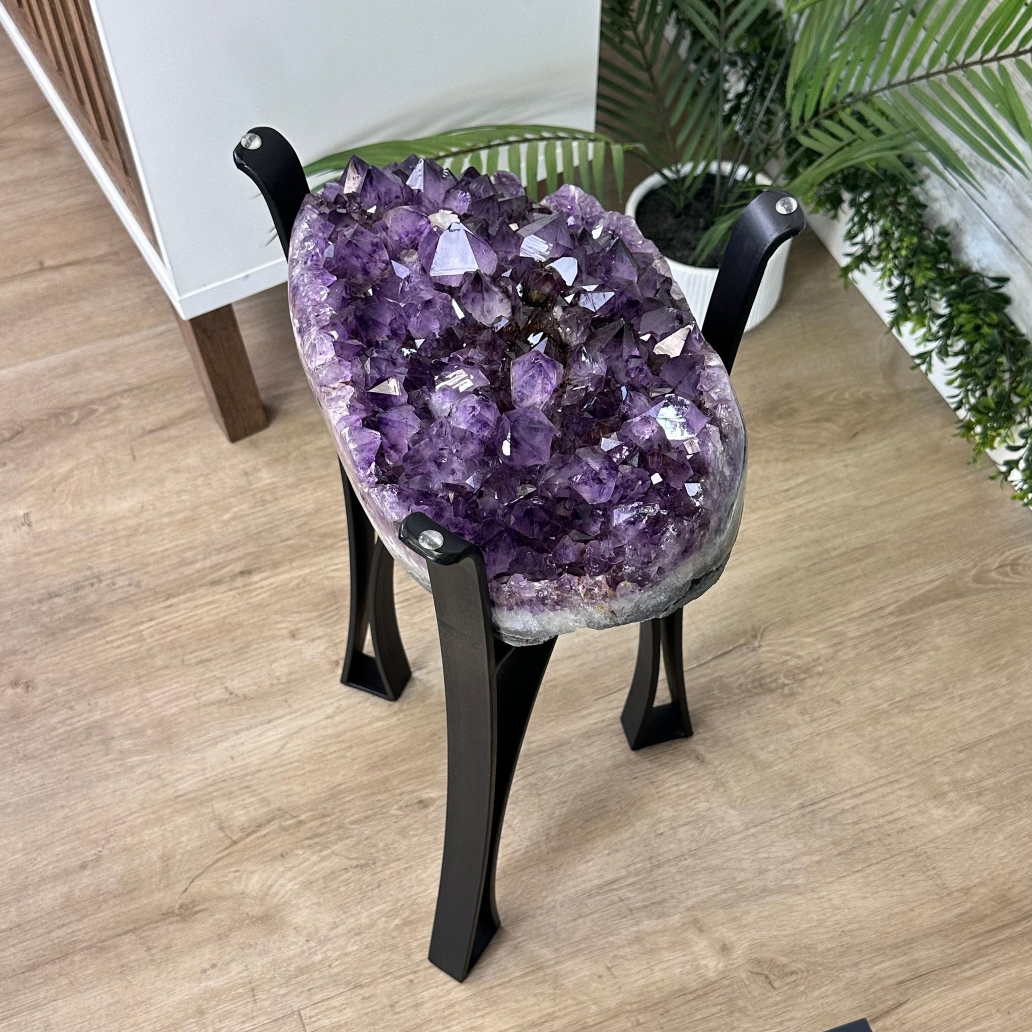 Brazilian Amethyst Geode Side Table, 38.4 lbs, 22" Tall #1384 - 0040 - Brazil GemsBrazil GemsBrazilian Amethyst Geode Side Table, 38.4 lbs, 22" Tall #1384 - 0040Tables: Side1384 - 0040