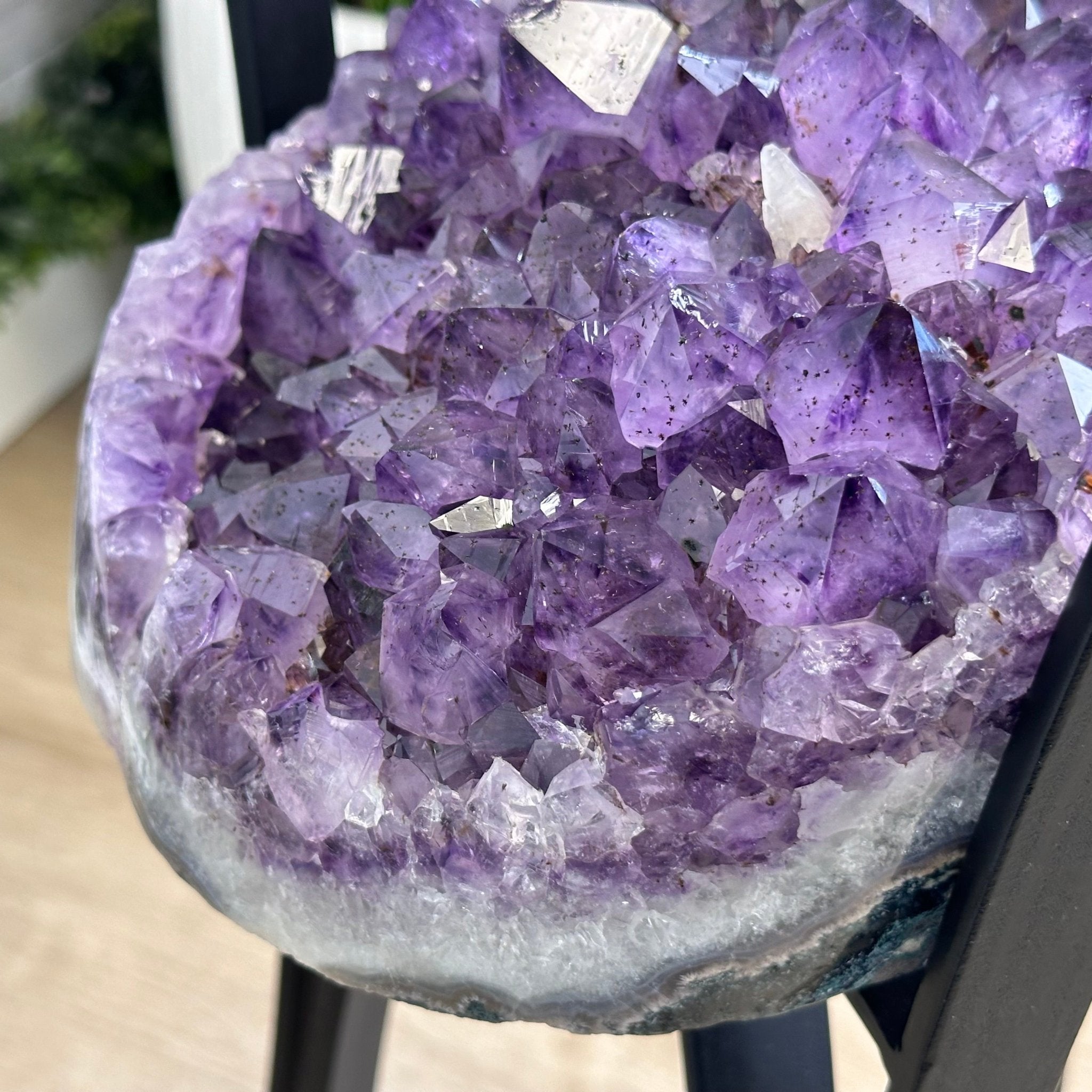 Brazilian Amethyst Geode Side Table, 38.4 lbs, 22" Tall #1384 - 0040 - Brazil GemsBrazil GemsBrazilian Amethyst Geode Side Table, 38.4 lbs, 22" Tall #1384 - 0040Tables: Side1384 - 0040