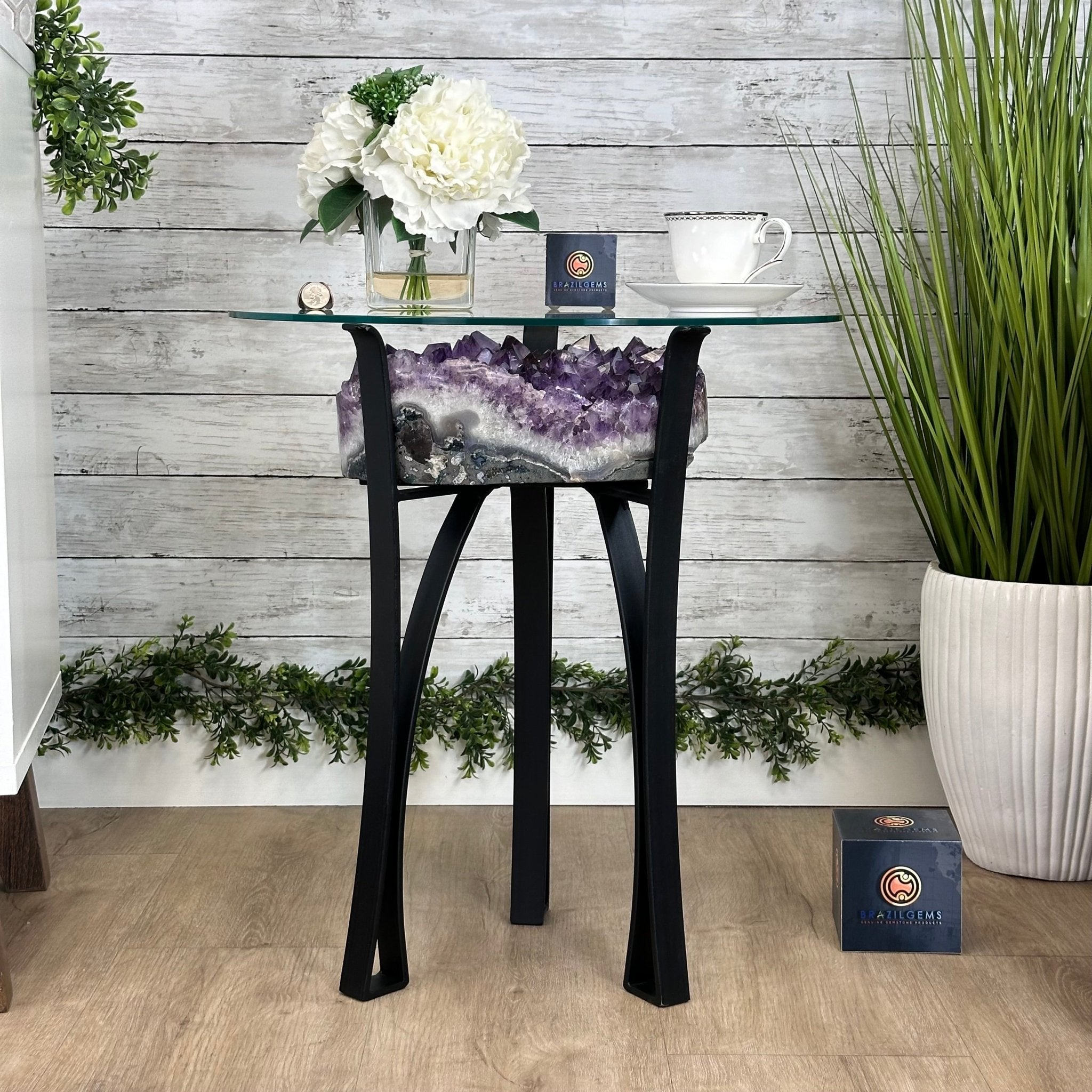 Brazilian Amethyst Geode Side Table, 38.4 lbs, 22" Tall #1384 - 0040 - Brazil GemsBrazil GemsBrazilian Amethyst Geode Side Table, 38.4 lbs, 22" Tall #1384 - 0040Tables: Side1384 - 0040