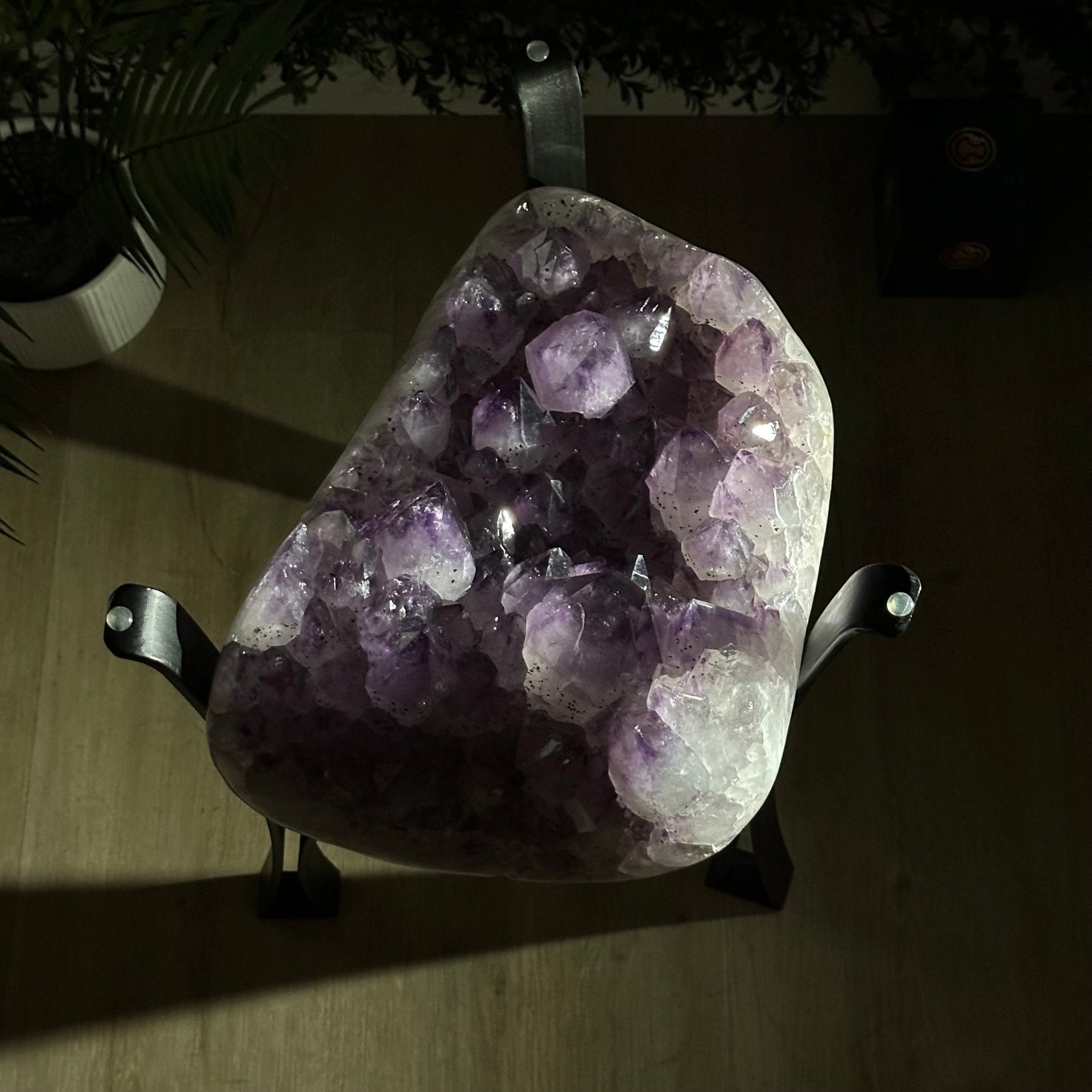 Brazilian Amethyst Geode Side Table, 39.6 lbs, 21.7" Tall #1384-0036 - Brazil GemsBrazil GemsBrazilian Amethyst Geode Side Table, 39.6 lbs, 21.7" Tall #1384-0036Tables: Side1384-0036
