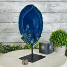 Brazilian Blue Agate Slice on a Metal Stand, 11.5" Tall #5055-0134 - Brazil GemsBrazil GemsBrazilian Blue Agate Slice on a Metal Stand, 11.5" Tall #5055-0134Slices on Fixed Bases5055-0134