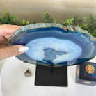 Brazilian Blue Agate Slice on a Metal Stand, 11.5" Tall #5055 - 0141 - Brazil GemsBrazil GemsBrazilian Blue Agate Slice on a Metal Stand, 11.5" Tall #5055 - 0141Slices on Fixed Bases5055 - 0141