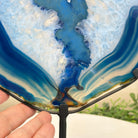 Brazilian Blue Agate Slice on a Metal Stand, 11.5" Tall #5055 - 0141 - Brazil GemsBrazil GemsBrazilian Blue Agate Slice on a Metal Stand, 11.5" Tall #5055 - 0141Slices on Fixed Bases5055 - 0141