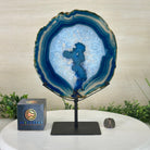 Brazilian Blue Agate Slice on a Metal Stand, 11.5" Tall #5055 - 0141 - Brazil GemsBrazil GemsBrazilian Blue Agate Slice on a Metal Stand, 11.5" Tall #5055 - 0141Slices on Fixed Bases5055 - 0141