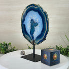 Brazilian Blue Agate Slice on a Metal Stand, 11.5" Tall #5055 - 0141 - Brazil GemsBrazil GemsBrazilian Blue Agate Slice on a Metal Stand, 11.5" Tall #5055 - 0141Slices on Fixed Bases5055 - 0141