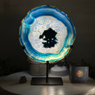 Brazilian Blue Agate Slice on a Metal Stand, 11.5" Tall #5055 - 0148 - Brazil GemsBrazil GemsBrazilian Blue Agate Slice on a Metal Stand, 11.5" Tall #5055 - 0148Slices on Fixed Bases5055 - 0148