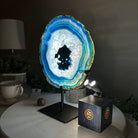 Brazilian Blue Agate Slice on a Metal Stand, 11.5" Tall #5055 - 0148 - Brazil GemsBrazil GemsBrazilian Blue Agate Slice on a Metal Stand, 11.5" Tall #5055 - 0148Slices on Fixed Bases5055 - 0148