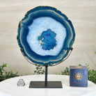 Brazilian Blue Agate Slice on a Metal Stand, 11.5" Tall #5055 - 0148 - Brazil GemsBrazil GemsBrazilian Blue Agate Slice on a Metal Stand, 11.5" Tall #5055 - 0148Slices on Fixed Bases5055 - 0148