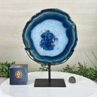 Brazilian Blue Agate Slice on a Metal Stand, 11.5" Tall #5055 - 0148 - Brazil GemsBrazil GemsBrazilian Blue Agate Slice on a Metal Stand, 11.5" Tall #5055 - 0148Slices on Fixed Bases5055 - 0148