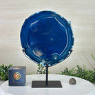 Brazilian Blue Agate Slice on a Metal Stand, 11.7" Tall #5055 - 0147 - Brazil GemsBrazil GemsBrazilian Blue Agate Slice on a Metal Stand, 11.7" Tall #5055 - 0147Slices on Fixed Bases5055 - 0147