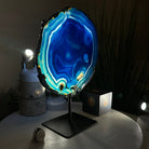 Brazilian Blue Agate Slice on a Metal Stand, 11.7" Tall #5055 - 0147 - Brazil GemsBrazil GemsBrazilian Blue Agate Slice on a Metal Stand, 11.7" Tall #5055 - 0147Slices on Fixed Bases5055 - 0147