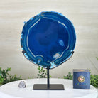 Brazilian Blue Agate Slice on a Metal Stand, 11.7" Tall #5055 - 0147 - Brazil GemsBrazil GemsBrazilian Blue Agate Slice on a Metal Stand, 11.7" Tall #5055 - 0147Slices on Fixed Bases5055 - 0147