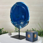 Brazilian Blue Agate Slice on a Metal Stand, 11.7" Tall #5055 - 0147 - Brazil GemsBrazil GemsBrazilian Blue Agate Slice on a Metal Stand, 11.7" Tall #5055 - 0147Slices on Fixed Bases5055 - 0147