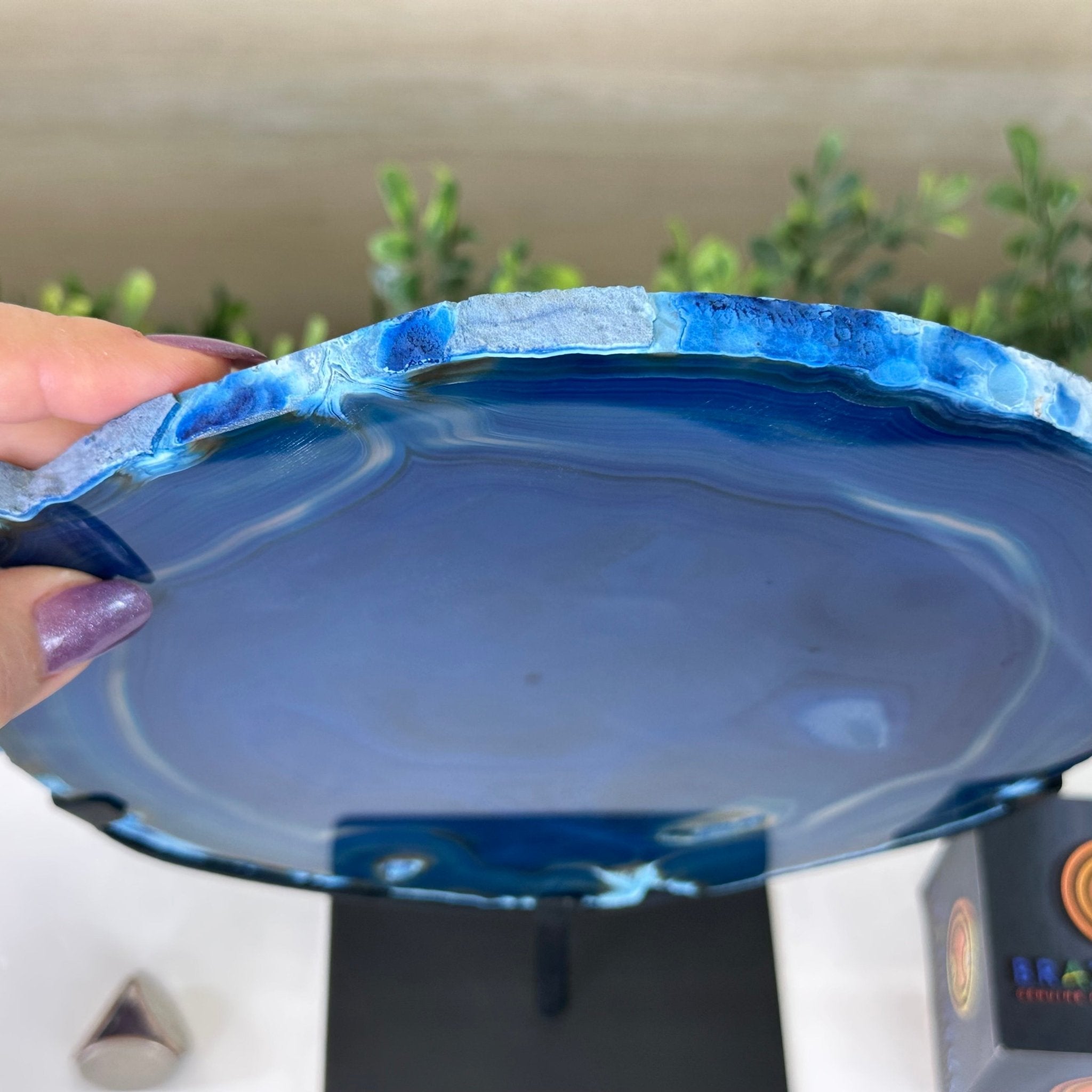 Brazilian Blue Agate Slice on a Metal Stand, 11.7" Tall #5055 - 0147 - Brazil GemsBrazil GemsBrazilian Blue Agate Slice on a Metal Stand, 11.7" Tall #5055 - 0147Slices on Fixed Bases5055 - 0147