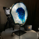 Brazilian Blue Agate Slice on a Metal Stand, 12.2" Tall #5055 - 0157 - Brazil GemsBrazil GemsBrazilian Blue Agate Slice on a Metal Stand, 12.2" Tall #5055 - 0157Slices on Fixed Bases5055 - 0157