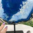 Brazilian Blue Agate Slice on a Metal Stand, 12.2" Tall #5055 - 0157 - Brazil GemsBrazil GemsBrazilian Blue Agate Slice on a Metal Stand, 12.2" Tall #5055 - 0157Slices on Fixed Bases5055 - 0157