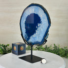 Brazilian Blue Agate Slice on a Metal Stand, 12.2" Tall #5055 - 0157 - Brazil GemsBrazil GemsBrazilian Blue Agate Slice on a Metal Stand, 12.2" Tall #5055 - 0157Slices on Fixed Bases5055 - 0157