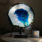 Brazilian Blue Agate Slice on a Metal Stand, 12.2" Tall #5055 - 0157 - Brazil GemsBrazil GemsBrazilian Blue Agate Slice on a Metal Stand, 12.2" Tall #5055 - 0157Slices on Fixed Bases5055 - 0157