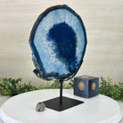 Brazilian Blue Agate Slice on a Metal Stand, 12.2" Tall #5055 - 0157 - Brazil GemsBrazil GemsBrazilian Blue Agate Slice on a Metal Stand, 12.2" Tall #5055 - 0157Slices on Fixed Bases5055 - 0157