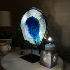 Brazilian Blue Agate Slice on a Metal Stand, 12.2" Tall #5055 - 0157 - Brazil GemsBrazil GemsBrazilian Blue Agate Slice on a Metal Stand, 12.2" Tall #5055 - 0157Slices on Fixed Bases5055 - 0157