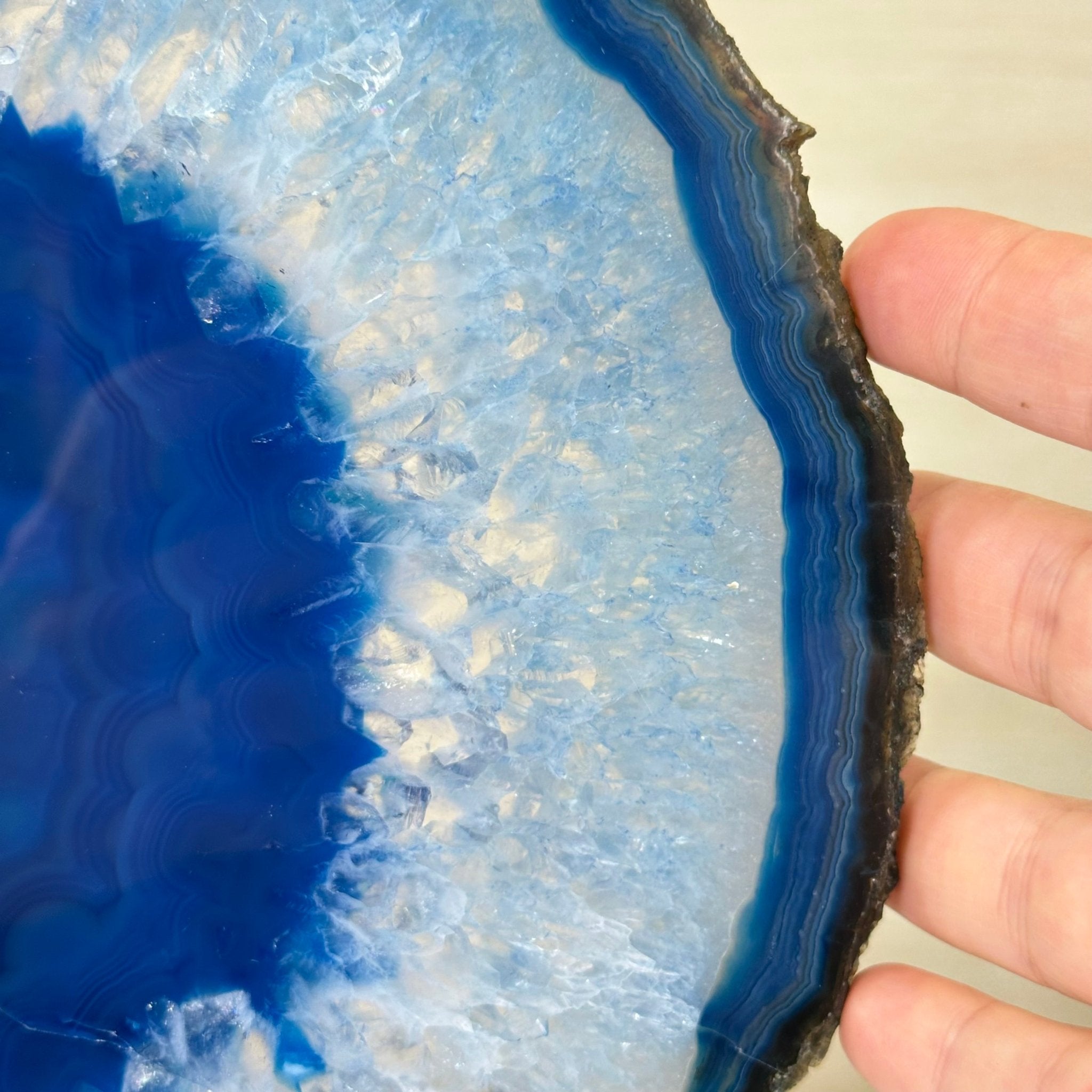 Brazilian Blue Agate Slice on a Metal Stand, 12.3" Tall #5055 - 0146 - Brazil GemsBrazil GemsBrazilian Blue Agate Slice on a Metal Stand, 12.3" Tall #5055 - 0146Slices on Fixed Bases5055 - 0146