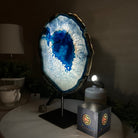 Brazilian Blue Agate Slice on a Metal Stand, 12.8" Tall #5055 - 0160 - Brazil GemsBrazil GemsBrazilian Blue Agate Slice on a Metal Stand, 12.8" Tall #5055 - 0160Slices on Fixed Bases5055 - 0160