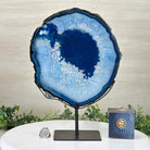 Brazilian Blue Agate Slice on a Metal Stand, 12.8" Tall #5055 - 0160 - Brazil GemsBrazil GemsBrazilian Blue Agate Slice on a Metal Stand, 12.8" Tall #5055 - 0160Slices on Fixed Bases5055 - 0160