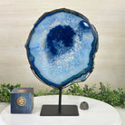 Brazilian Blue Agate Slice on a Metal Stand, 12.8" Tall #5055 - 0160 - Brazil GemsBrazil GemsBrazilian Blue Agate Slice on a Metal Stand, 12.8" Tall #5055 - 0160Slices on Fixed Bases5055 - 0160