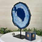 Brazilian Blue Agate Slice on a Metal Stand, 12.8" Tall #5055 - 0160 - Brazil GemsBrazil GemsBrazilian Blue Agate Slice on a Metal Stand, 12.8" Tall #5055 - 0160Slices on Fixed Bases5055 - 0160