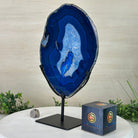 Brazilian Blue Agate Slice on a Metal Stand, 13.2" Tall #5055 - 0140 - Brazil GemsBrazil GemsBrazilian Blue Agate Slice on a Metal Stand, 13.2" Tall #5055 - 0140Slices on Fixed Bases5055 - 0140