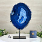 Brazilian Blue Agate Slice on a Metal Stand, 13.2" Tall #5055 - 0140 - Brazil GemsBrazil GemsBrazilian Blue Agate Slice on a Metal Stand, 13.2" Tall #5055 - 0140Slices on Fixed Bases5055 - 0140