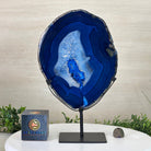 Brazilian Blue Agate Slice on a Metal Stand, 13.2" Tall #5055 - 0140 - Brazil GemsBrazil GemsBrazilian Blue Agate Slice on a Metal Stand, 13.2" Tall #5055 - 0140Slices on Fixed Bases5055 - 0140