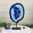 Brazilian Blue Agate Slice on a Metal Stand, 13.2" Tall #5055 - 0143 - Brazil GemsBrazil GemsBrazilian Blue Agate Slice on a Metal Stand, 13.2" Tall #5055 - 0143Slices on Fixed Bases5055 - 0143