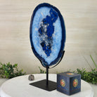 Brazilian Blue Agate Slice on a Metal Stand, 13.2" Tall #5055 - 0143 - Brazil GemsBrazil GemsBrazilian Blue Agate Slice on a Metal Stand, 13.2" Tall #5055 - 0143Slices on Fixed Bases5055 - 0143