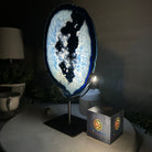 Brazilian Blue Agate Slice on a Metal Stand, 13.2" Tall #5055 - 0143 - Brazil GemsBrazil GemsBrazilian Blue Agate Slice on a Metal Stand, 13.2" Tall #5055 - 0143Slices on Fixed Bases5055 - 0143