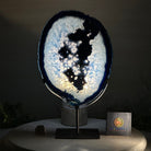 Brazilian Blue Agate Slice on a Metal Stand, 13.2" Tall #5055 - 0143 - Brazil GemsBrazil GemsBrazilian Blue Agate Slice on a Metal Stand, 13.2" Tall #5055 - 0143Slices on Fixed Bases5055 - 0143