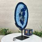 Brazilian Blue Agate Slice on a Metal Stand, 13.2" Tall #5055 - 0143 - Brazil GemsBrazil GemsBrazilian Blue Agate Slice on a Metal Stand, 13.2" Tall #5055 - 0143Slices on Fixed Bases5055 - 0143