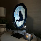 Brazilian Blue Agate Slice on a Metal Stand, 13.5" Tall #5055 - 0144 - Brazil GemsBrazil GemsBrazilian Blue Agate Slice on a Metal Stand, 13.5" Tall #5055 - 0144Slices on Fixed Bases5055 - 0144