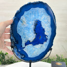 Brazilian Blue Agate Slice on a Metal Stand, 13.5" Tall #5055 - 0144 - Brazil GemsBrazil GemsBrazilian Blue Agate Slice on a Metal Stand, 13.5" Tall #5055 - 0144Slices on Fixed Bases5055 - 0144