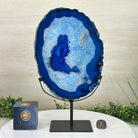 Brazilian Blue Agate Slice on a Metal Stand, 13.5" Tall #5055 - 0144 - Brazil GemsBrazil GemsBrazilian Blue Agate Slice on a Metal Stand, 13.5" Tall #5055 - 0144Slices on Fixed Bases5055 - 0144