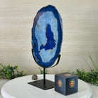 Brazilian Blue Agate Slice on a Metal Stand, 13.5" Tall #5055 - 0144 - Brazil GemsBrazil GemsBrazilian Blue Agate Slice on a Metal Stand, 13.5" Tall #5055 - 0144Slices on Fixed Bases5055 - 0144