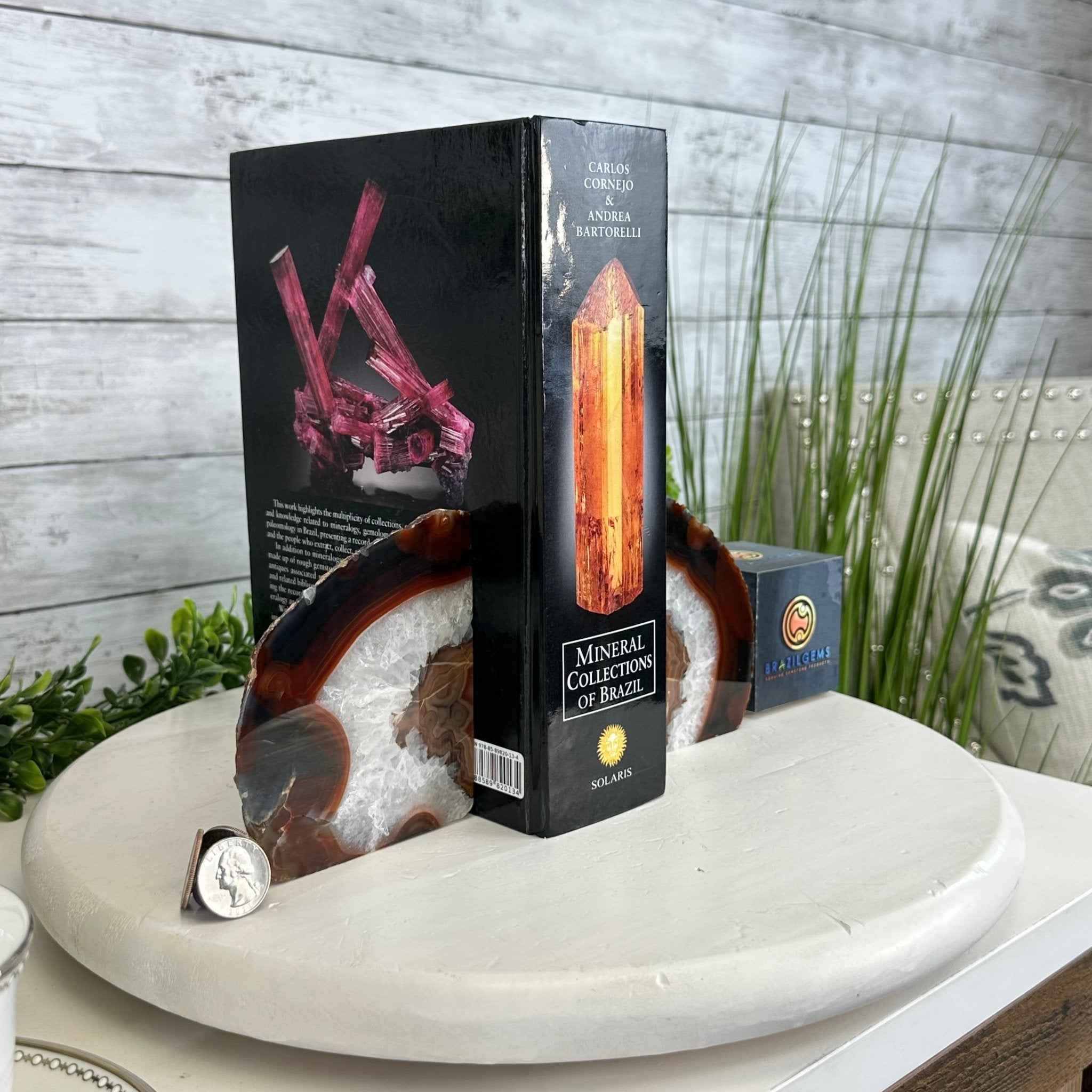 Brazilian Orange Agate Stone Bookends, 3.3 lbs & 4.6" Tall #5151OA - 004 - Brazil GemsBrazil GemsBrazilian Orange Agate Stone Bookends, 3.3 lbs & 4.6" Tall #5151OA - 004Bookends5151OA - 004