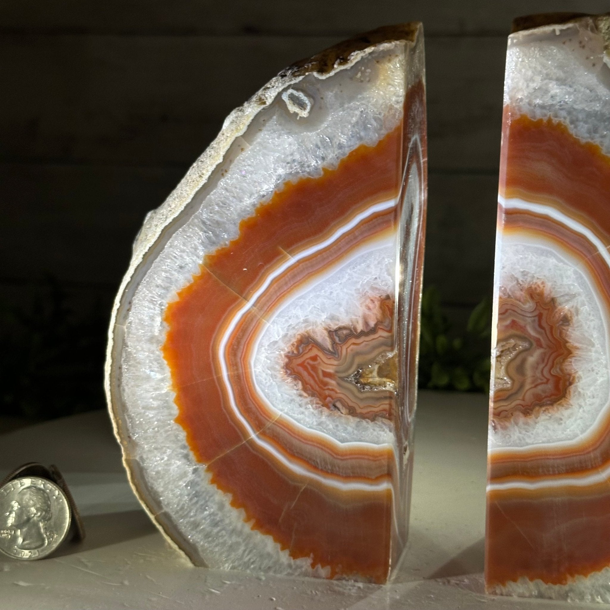 Brazilian Orange Agate Stone Bookends, 6.2 lbs & 6.1" Tall Model #5151OA - 005 - Brazil GemsBrazil GemsBrazilian Orange Agate Stone Bookends, 6.2 lbs & 6.1" Tall Model #5151OA - 005Bookends5151OA - 005