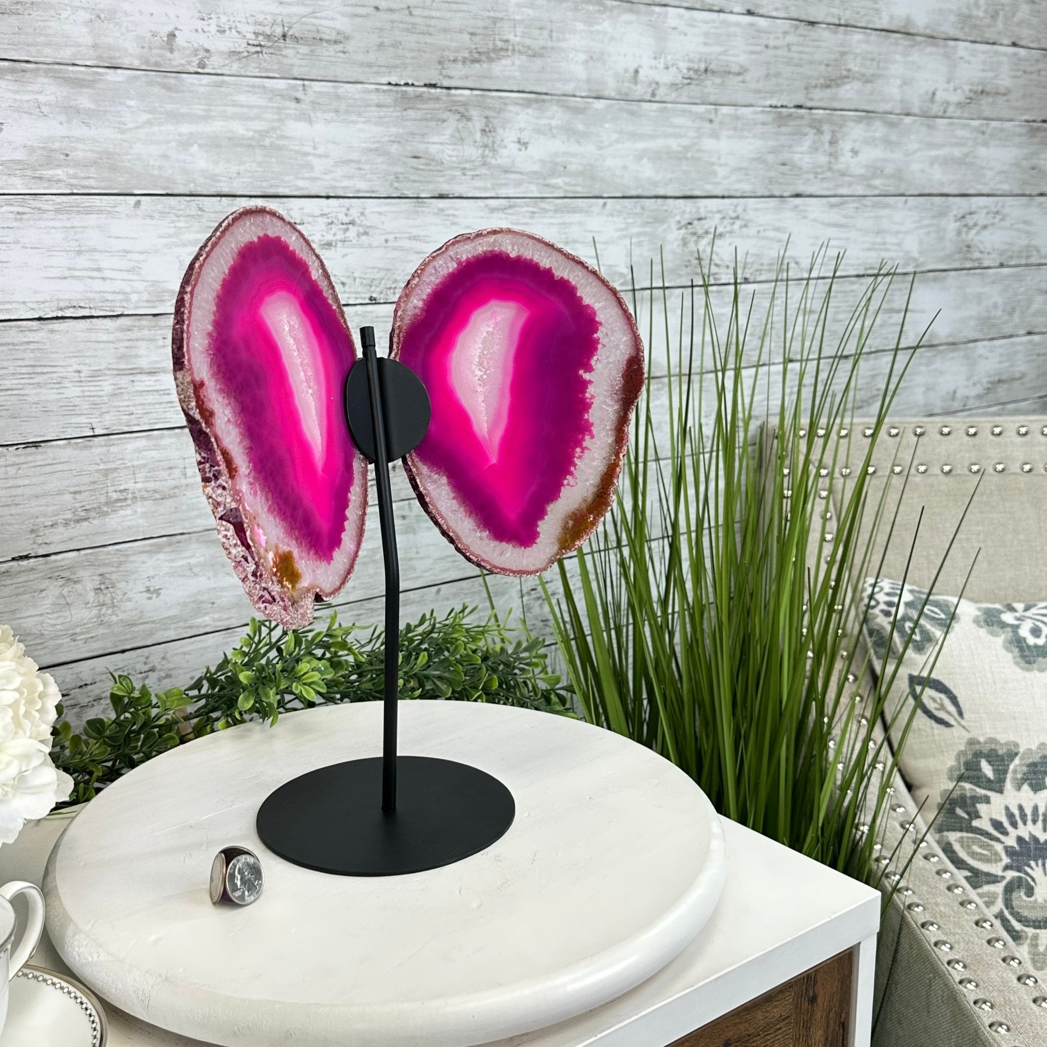 Brazilian Pink Agate "Butterfly Wings", Dyed Pink, 13.5" Tall #5050PA-068 by Brazil Gems - Brazil GemsBrazil GemsBrazilian Pink Agate "Butterfly Wings", Dyed Pink, 13.5" Tall #5050PA-068 by Brazil GemsAgate Butterfly Wings5050PA-068