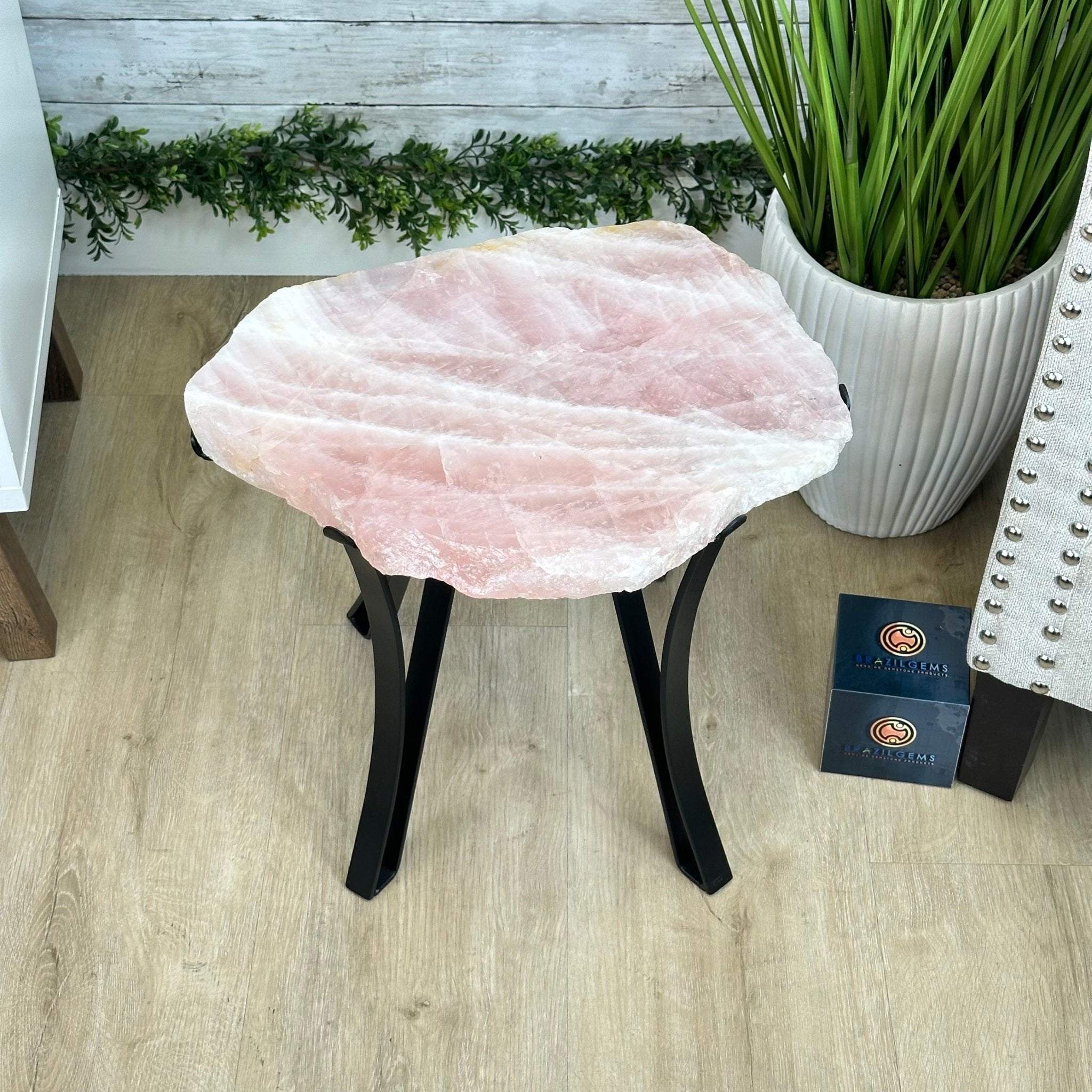 Brazilian Rose Quartz Coffee Table 17.6 Long 15.5 Tall 1394RQ 001