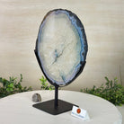 Brazilian Teal Agate Slice on Metal Base, 10.8" Tall #5065TL - 046 - Brazil GemsBrazil GemsBrazilian Teal Agate Slice on Metal Base, 10.8" Tall #5065TL - 046Slices on Fixed Bases5065TL - 046